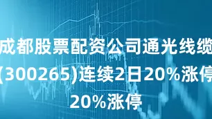成都股票配资公司通光线缆(300265)连续2日20%涨停